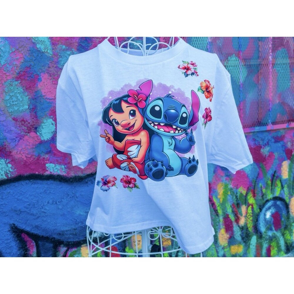 LILO ALOHA Crop T Shirt - Small | featuring Airbrush Graphic Print